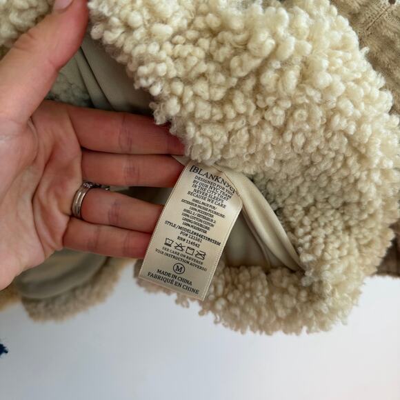 BLANKNYC Fuzzy Wuzzy Corduroy Sherpa Mix Trucker Jacket Cream M - Picture 8 of 10